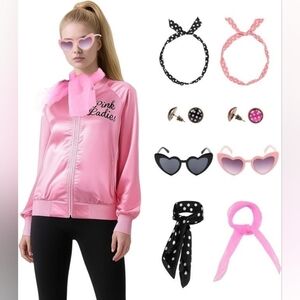 Pink Satin Jacket with Accessories